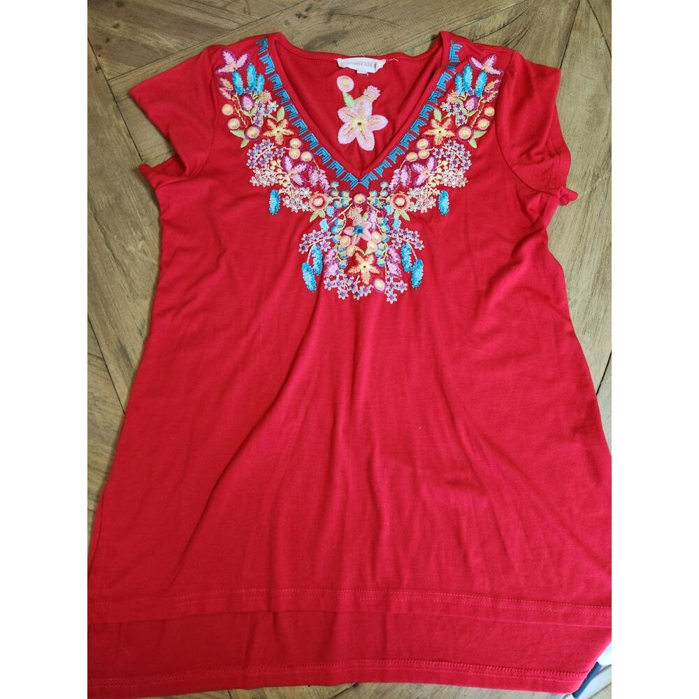 SOLITAIRE floral embroidered boho shirt/ size small